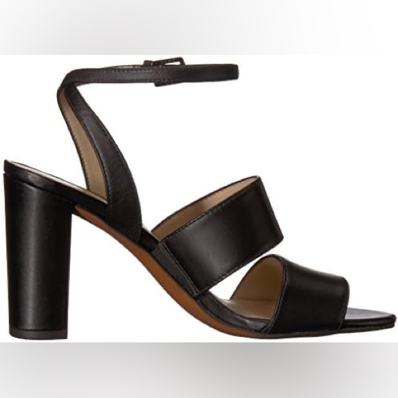Franco Sarto Haneli block heel wrap ankle sandals in black leather - Picture 2 of 7
